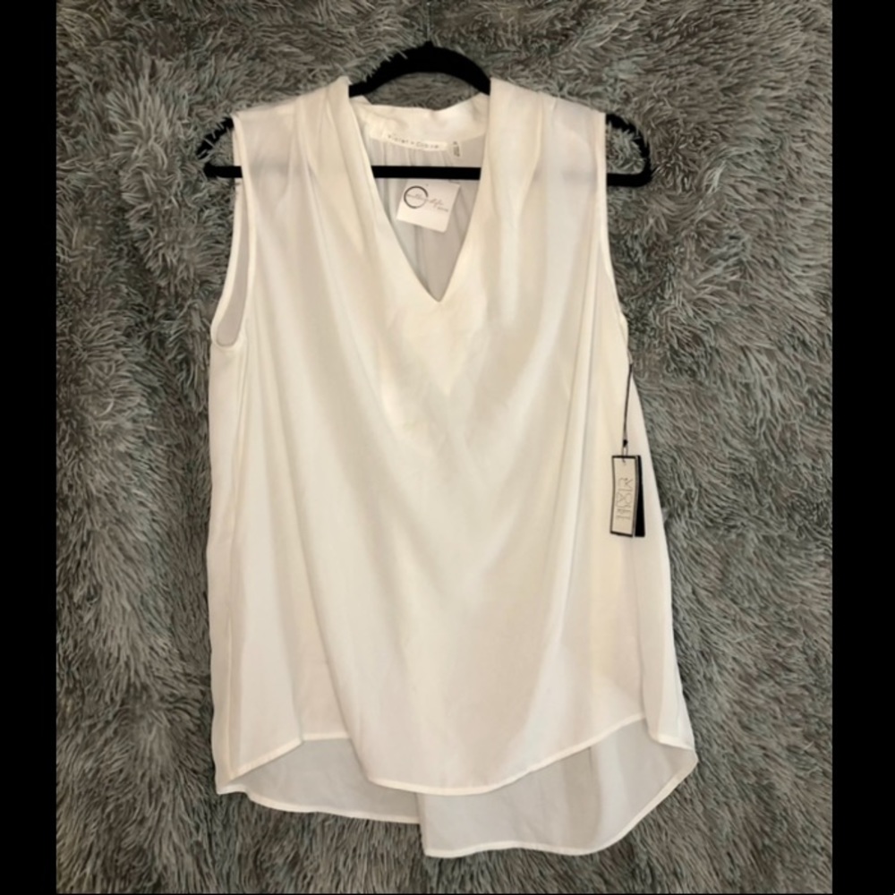 NWT white sleeveless v neck sheer top